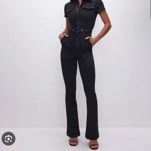 Good American Fit For Success Denim Bootcut Jumpsuit